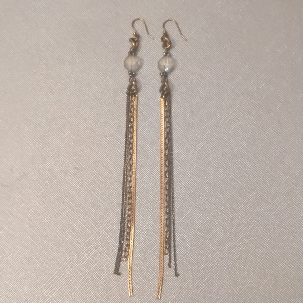 Long gold/bronze dangel earrings